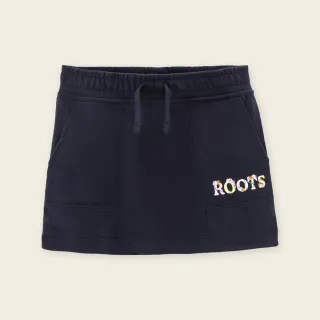 【Roots】Roots小童-繽紛花卉系列 花卉文字休閒褲裙(軍藍色)