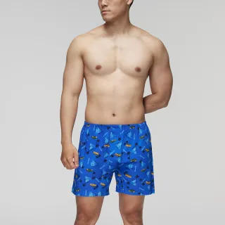 【Mr. DADADO】暢遊一夏 M-3L印花四角男內褲 天然絲光棉-吸濕排汗-GHQ331DB(深藍)