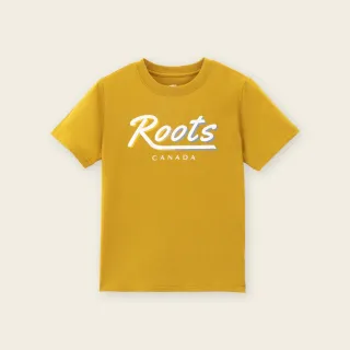 【Roots】Roots大童-繽紛花卉系列 漸層文字短袖T恤(黃色)