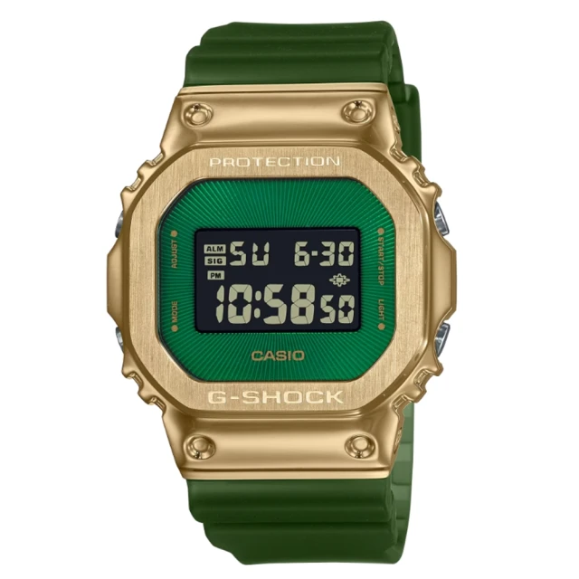 CASIO 卡西歐 G-SHOCK 沙漠越野 奢華冒險 搶眼金綠 金屬錶殼 經典方型 GM-5600CL-3_43.2mm