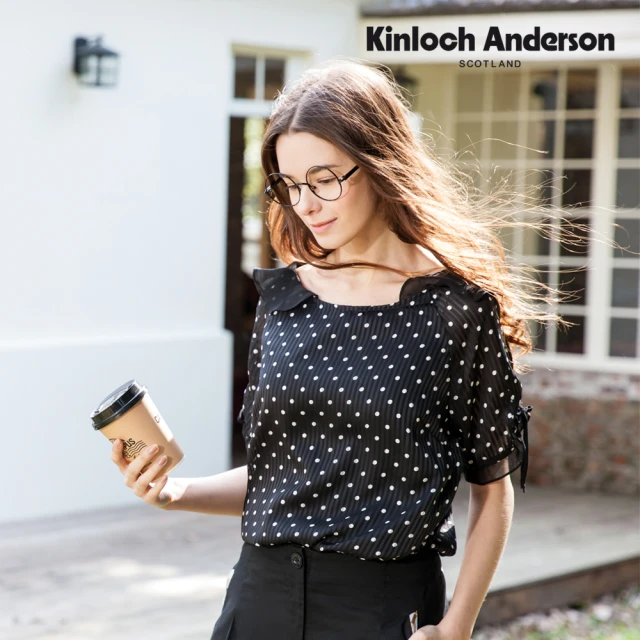 【Kinloch Anderson】甜美點點剪接荷葉雪紡上衣 金安德森女裝 KA078101688(黑)
