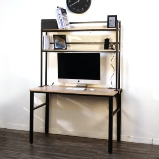 【BuyJM】低甲醛漂流木120公分層架式附插座穩重工作桌/電腦桌(書桌)