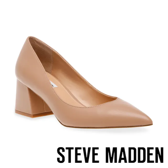 【steve madden】BAYLEIGH 尖頭粗跟高跟鞋(杏色)