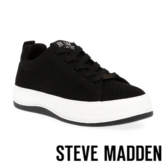 【STEVE MADDEN】RENEW-E 透氣面料厚底休閒鞋(黑色)