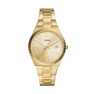 【FOSSIL 官方旗艦館】Scarlette 低調環刻質感女錶 銀色不鏽鋼錶帶 手錶 38MM ES5300