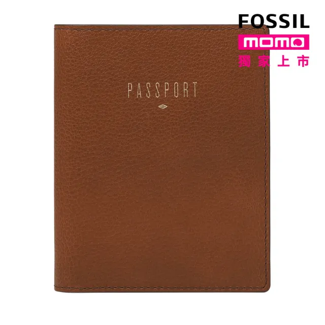 【FOSSIL 官方旗艦館】Travel 真皮RFID護照夾-咖啡色 SLG1499200