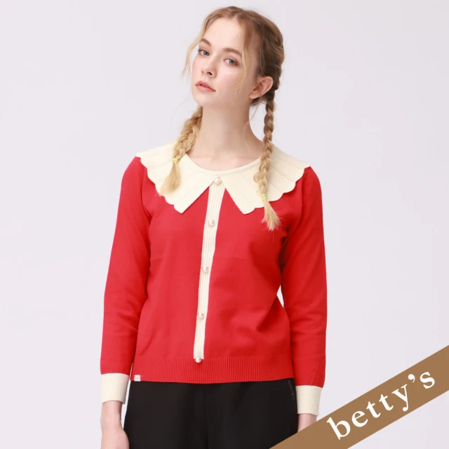 【betty’s 貝蒂思】撞色雲朵領長袖毛衣(紅色)