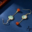 【Jpqueen】個性翡翠南紅瑪瑙流蘇垂墜耳環(金色)