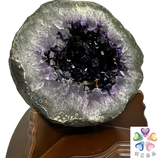 【恬芯晶品】9kg頂級烏拉圭紫晶洞錢袋子NO99(圓洞聚財招財貴人開運風水擺件帝王紫水晶洞父親節)