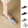 【JP Queen New York】歐風時尚尖頭真牛皮包頭半拖鞋(3色可選)