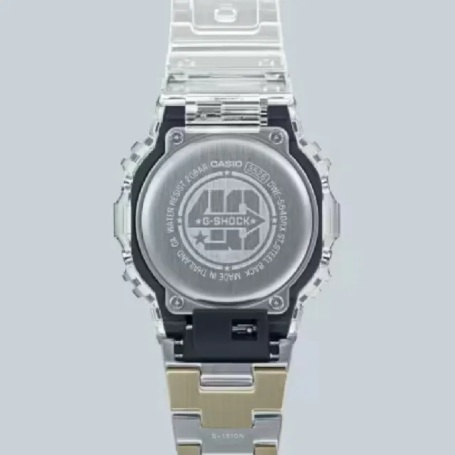 CASIO 卡西歐】40周年CLEAR REMIX系列限定透明錶殼方形時尚腕錶43.8mm