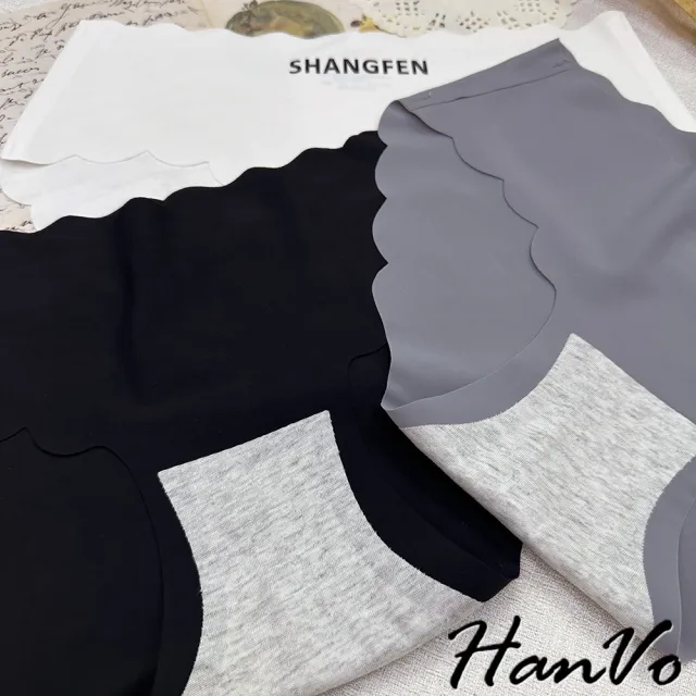 【HanVo】現貨 黑白灰經典款波浪無痕內褲(舒適透氣觸感極佳中腰褲 獨立包裝 流行少女內褲 內著 5729)