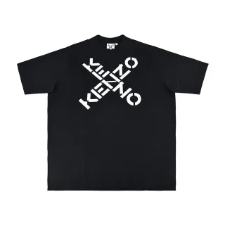 【KENZO】KENZO白字印花LOGO棉質字母X造型短袖圓領T恤(男款/黑)