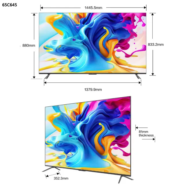 【TCL】65型 4K QLED 4K 120Hz DLG Google TV 量子智能連網顯示器(65C645-基本安裝)