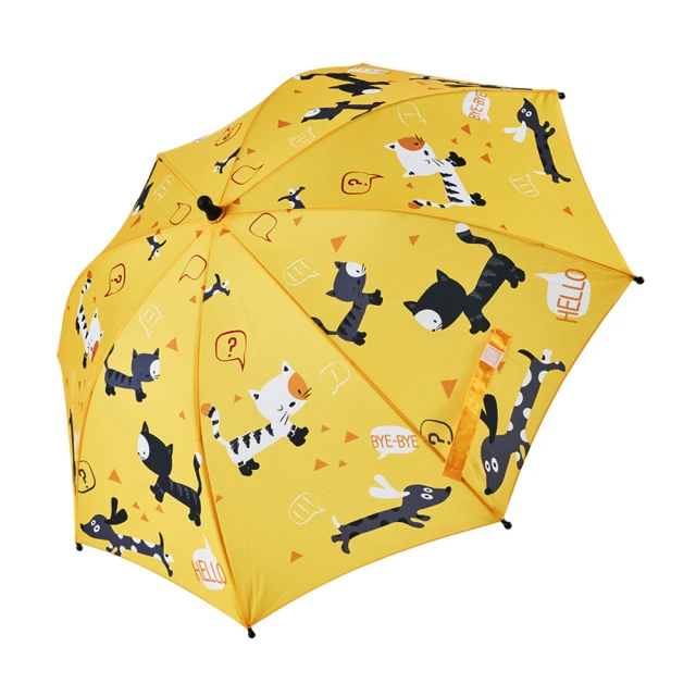 【rainstory】雪靴貓-黃抗UV兒童手開直骨傘