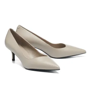 【AS 集團】極簡質感純色羊皮尖頭高跟鞋(可可)