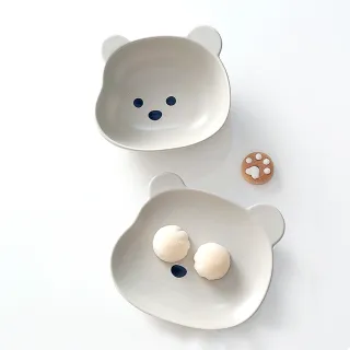 【戀戀家居】2入組陶瓷熊熊餐盤組(6吋盤+6吋碗)