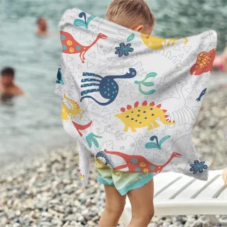 【SWIMFLOW】兒童速乾海灘巾(海灘巾 披肩 速乾巾 游泳巾 兒童毛巾)