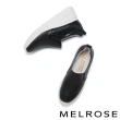 【MELROSE】美樂斯 簡約百搭壓紋牛皮厚底休閒鞋(黑)