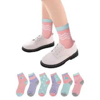 【FAV】6雙1組/粉嫩女孩童襪/型號:111(兒童襪/中筒襪/止滑襪/學生襪)