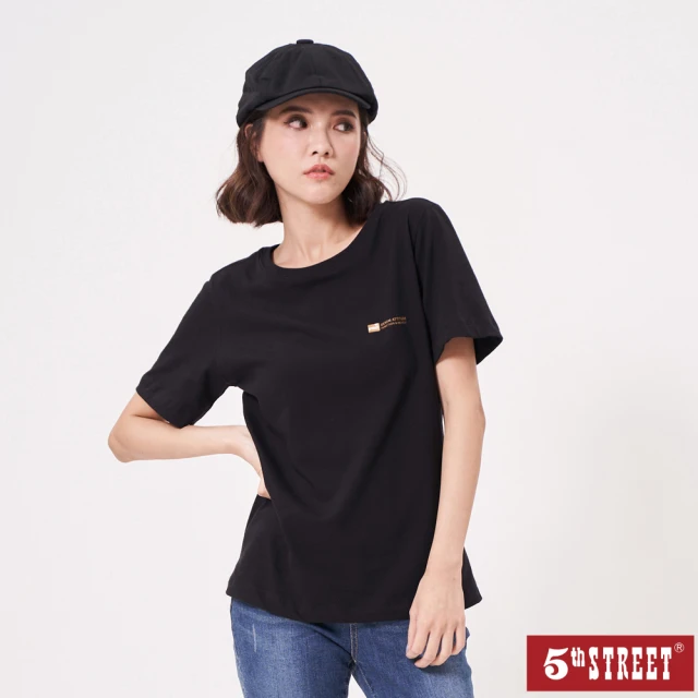 【5th STREET】女裝有機棉短T恤-黑色