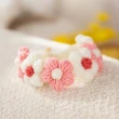 【PETA】甜美花朵寵物小貓咪毛線編織項圈手工針織頸圈(粉白花環)