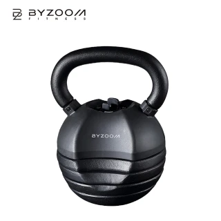 【BYZOOM FITNESS】Pure Series可調式壺鈴40lbs/約18kgs 5段重量秒速調整組 黑(BYZF-AKB-40)