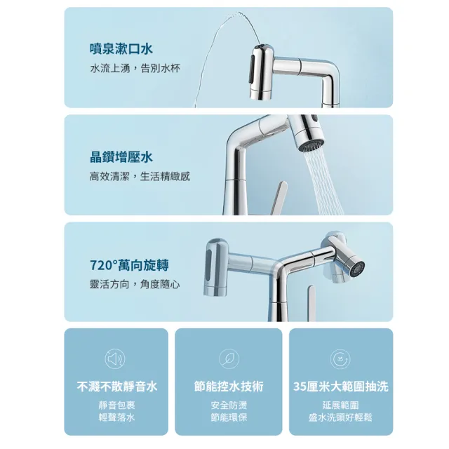【小米】米家抽拉式面盆龍頭S1(水龍頭 龍頭 噴泉漱口水 萬向旋轉)