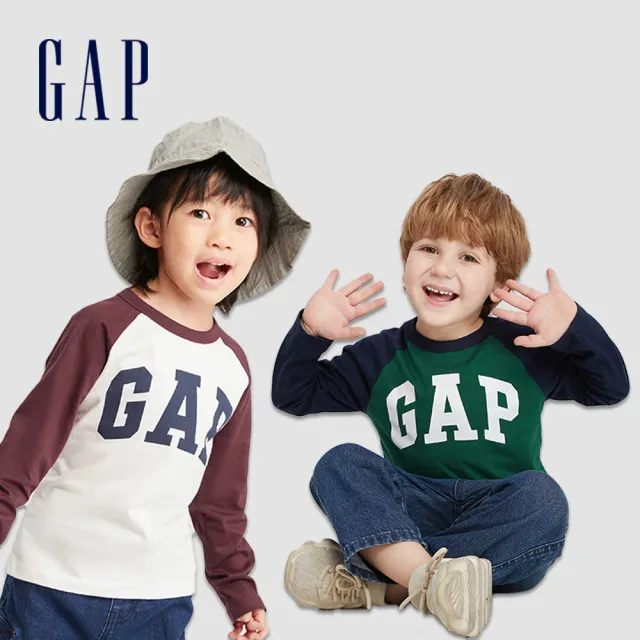 【GAP】男幼童裝 Logo純棉圓領長袖T恤-多色可選(784987)