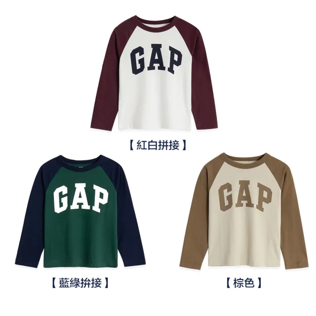 【GAP】男幼童裝 Logo純棉圓領長袖T恤-多色可選(784987)