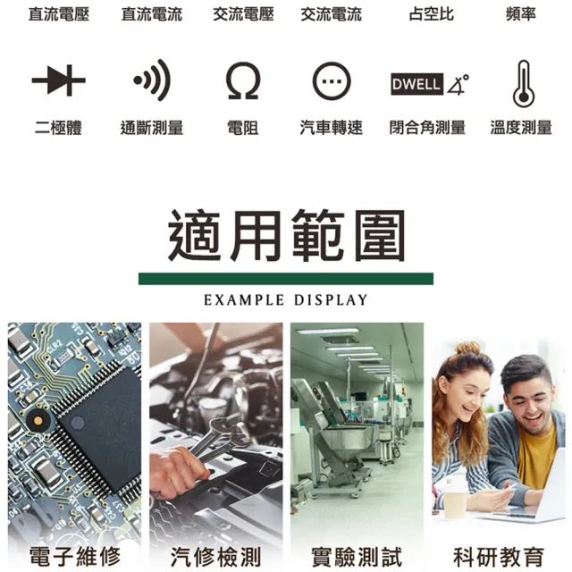 【工具達人】汽車檢修萬用表 交直流電流 數位電錶 電表 液晶顯示 機械保護 多功能電錶(190-DAM2201D)