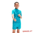 【SPEEDO】兒童 印花短袖防曬衣(水藍)