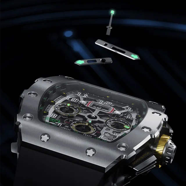 BEXEI 貝克斯 夜光三針三眼賽車錶冠自動機械錶 9032(競速跑車賽車機械錶)