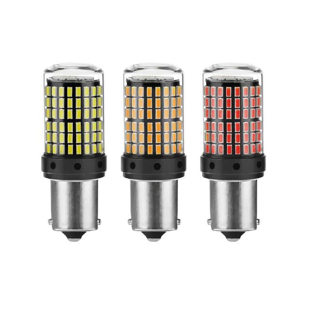 【Ample car】144SMD 解碼爆亮 LED 燈泡-2入(方向燈 倒車燈 煞車燈 霧燈 車燈)