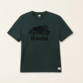 【Roots】Roots男裝-絕對經典系列 海狸LOGO有機棉短袖T恤(深綠色)