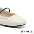 【BYHUE】簡約純色繫帶方頭瑪莉珍軟芯Q底平底鞋(白)