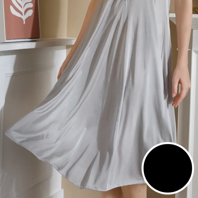 【Wacoal 華歌爾】睡衣-性感系列 M-L輕奢優雅超細針織長型洋裝 NNS08533BL(曜石黑)