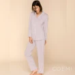 【COEMI】兩件式長袖開釦睡衣 居家服 長袖套裝 女睡衣(淺芋-231C031)