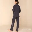 【COEMI】兩件式長袖開釦睡衣 居家服 長袖套裝 女睡衣(深灰-231C031)