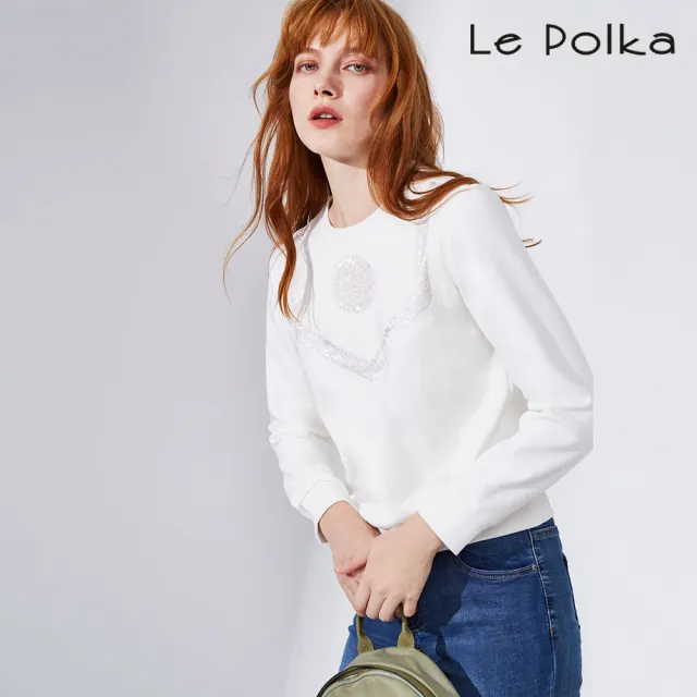 【Le Polka】超保暖內刷毛電繡上衣-女