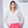 【Le Polka】蕾絲荷葉Ｖ領雪紡上衣-女