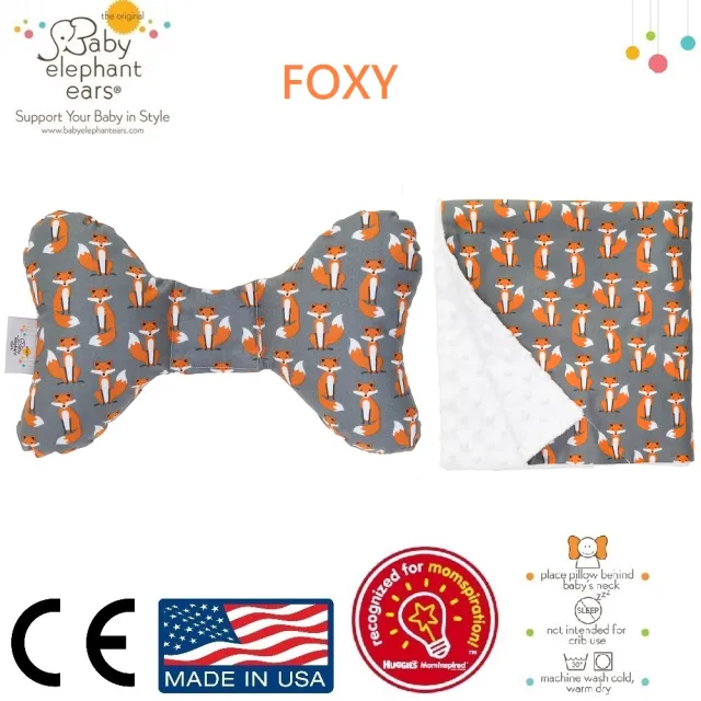 【Baby Elephant Ears】美國大象耳朵寶寶 護頸枕+毛毯組 Foxy(美國嬰幼兒護頸枕組合 Foxy)