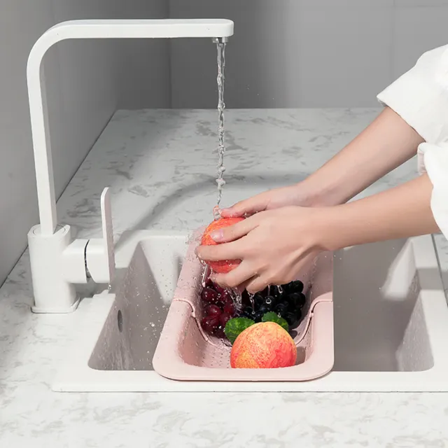 【bebehome】伸縮瀝水籃流理台水槽架(蔬果洗菜籃碗盤/廚房用品瀝水架)