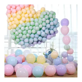 繽紛馬卡龍五色氣球100顆(送打氣筒 生日派對 求婚告白 畢業跨年 週年紀念 寶寶周歲 布置)