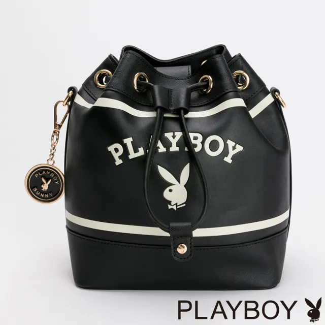 【PLAYBOY】水桶包附長背帶 Emblem系列(黑色)