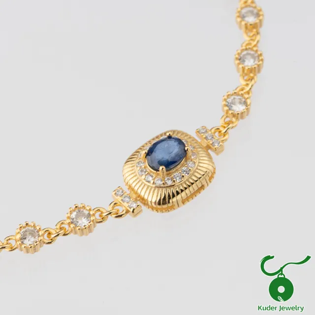 【K.D.J 圓融珠寶】古典金色台天然藍寶石手鍊