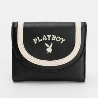【PLAYBOY】壓扣短夾 Emblem系列(黑色)