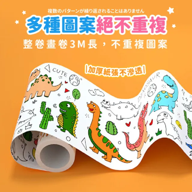 【Finger Pop 指選好物】兒童塗鴉畫卷2入-300CM(買一送一/美術繪紙/塗鴉紙/塗色本/塗鴉畫卷/畫畫紙)