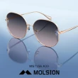 【MOLSION 陌森】金屬太陽眼鏡 迪麗熱巴配戴款 秀場鏡(金 灰粉漸層#MS7156 A33)