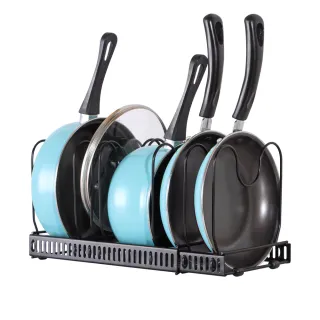 【FL 生活+】碗盤鍋具伸縮置物架(三色/瀝水架/鍋蓋架/收納架/廚房/A-140)